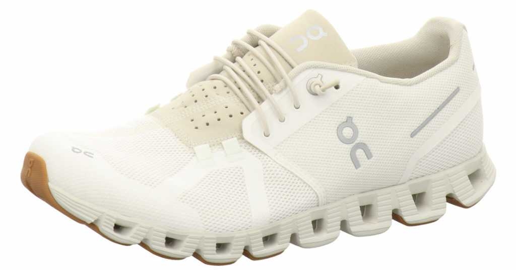 on cloud shoes white sand
