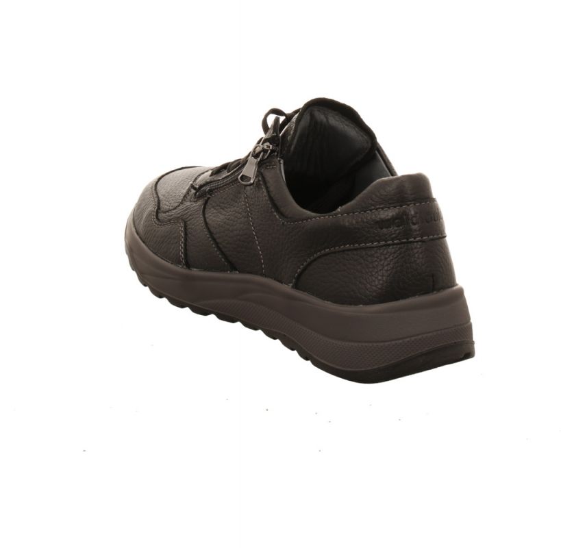 Waldläufer K-FABIAN 654502 Scarpe Uomo - Pelle Morbida, Comode Pantofole, Fodera In Pelle, Suola PU, Larghezza Normale K, Colore Nero/Grigio